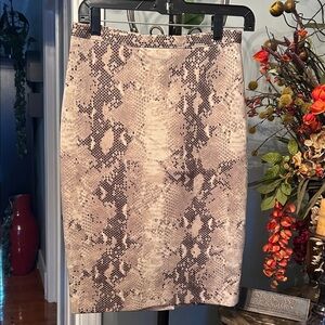 The Limited Cream and Brown Snake Print Pencil Skirt